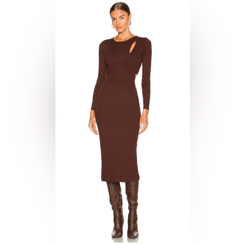 Astr Chocolate Long Sleeve Dress